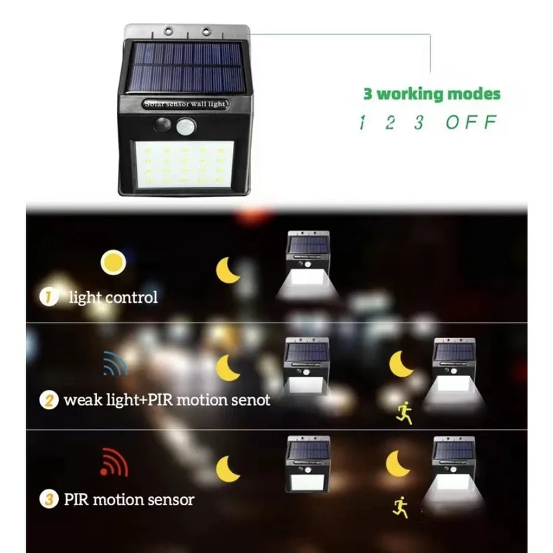 Luminária solar led luz com sensor de presença iluminação externa automática [FRETE GRÁTIS]