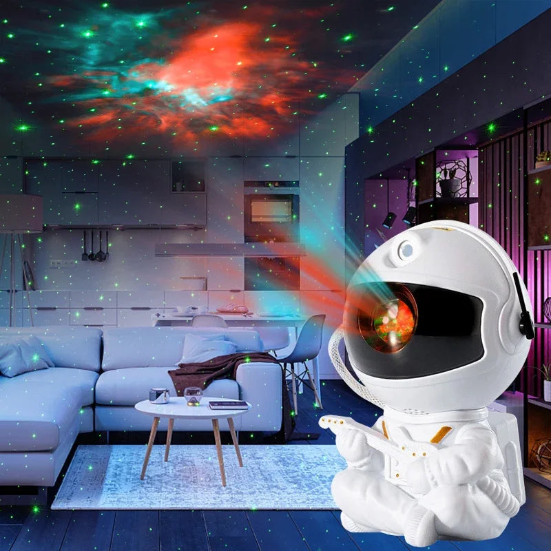 Astronauta projetor de galáxias led para o quarto das crianças.